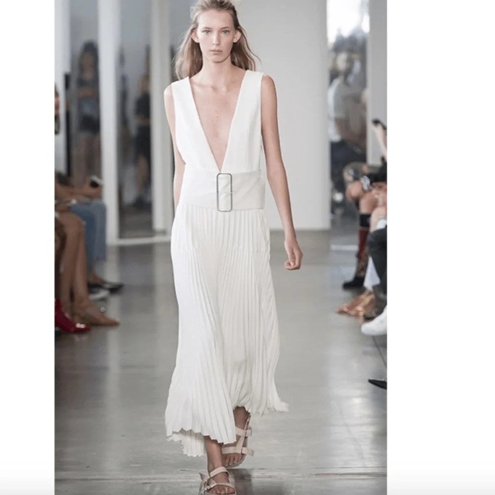 New Dion Lee Pleated Trapeze Dress In Ivory White Size 6 - Picture 2 of 16